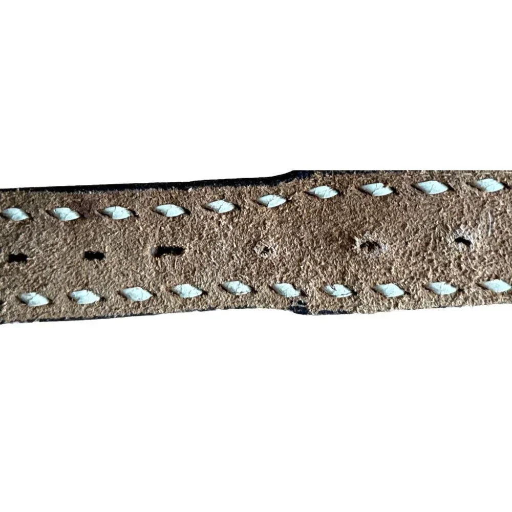Southwest Clothiers, Inc. Leather Raw Grain Saddle Leather Belt SZ 36 Hand Laced